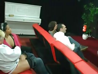 Two Swinger Couples at Adult Cinema 