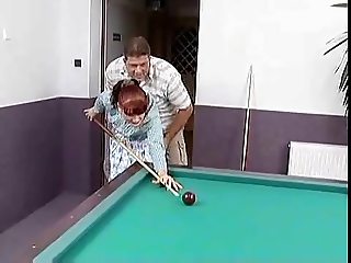 Red haired german mature fucked on a pool table